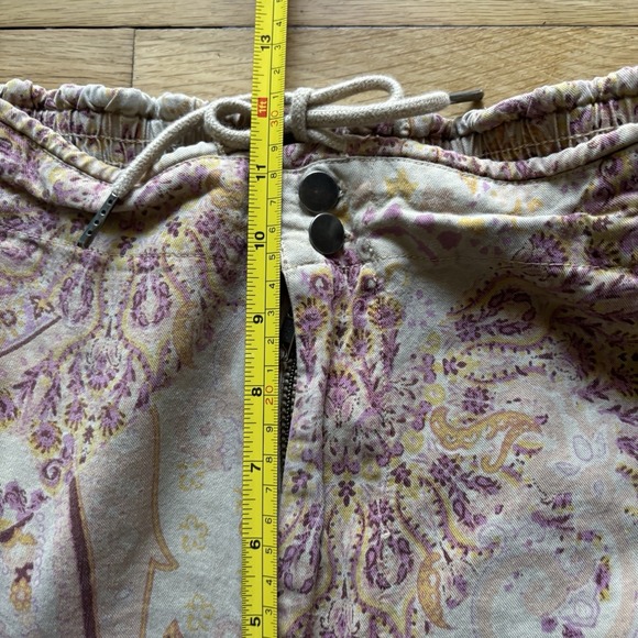 Sundance Ashanti Pants Womens 12 Tan‎ Pink Floral Drawstring Boho Chic Artsy - Picture 8 of 11